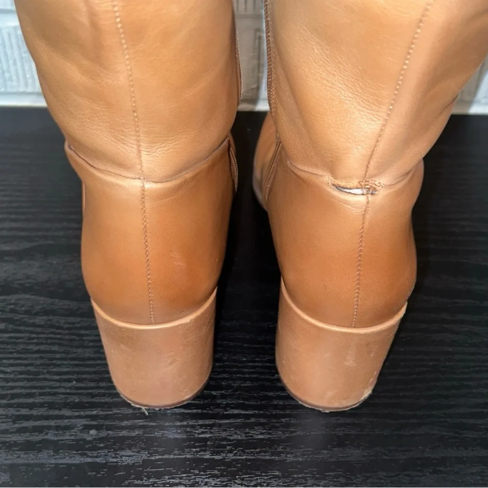 NORSTROM Cognac Leather Tall Heel Boot